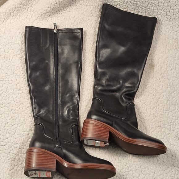 NEW Vince Camuto Women's Vuliann Knee High Boots black leather size 5.5 - Picture 2 of 8